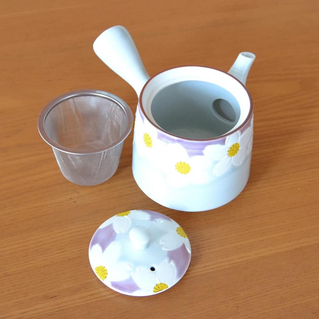 Stylish stainless steel teapot with tea made in Arita ware built-in strainer, Japan, style, "Urara" U-type teapot, 400ml.