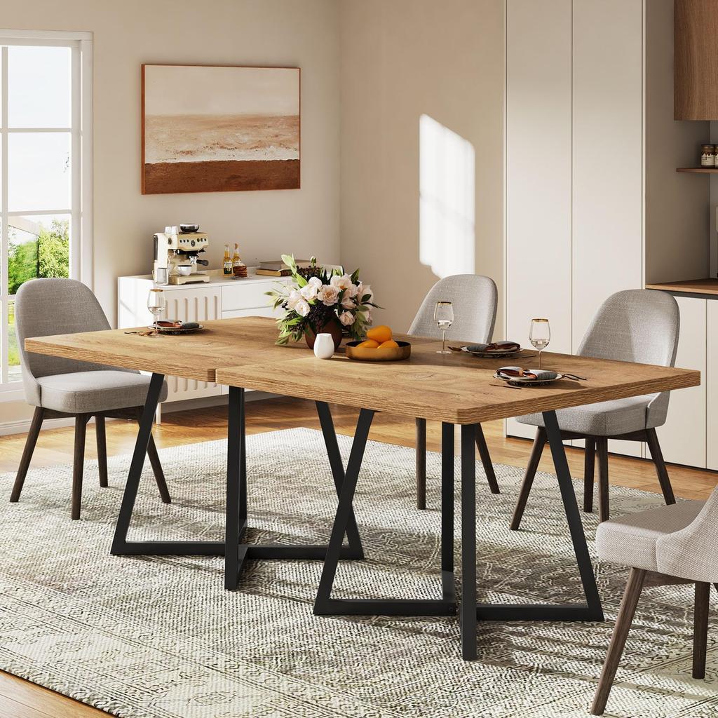 Tribesigns Square Dining Table for 2, 31.5 Inch Modern Dining Table with Metal Base, Kitchen Table for Dining Room