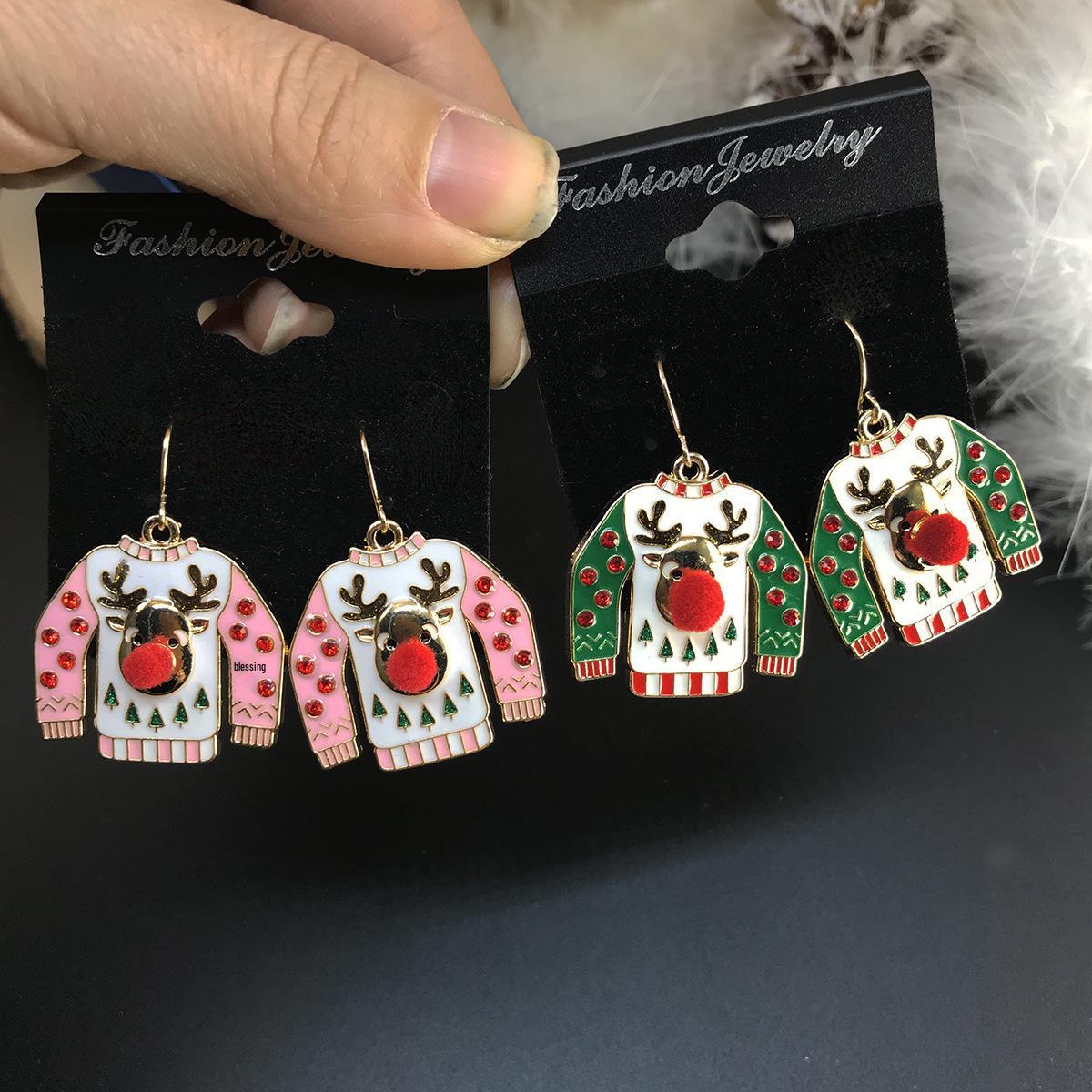 

New Christmas Enamel Drop Earrings - Cute, Fun Fashion розовый