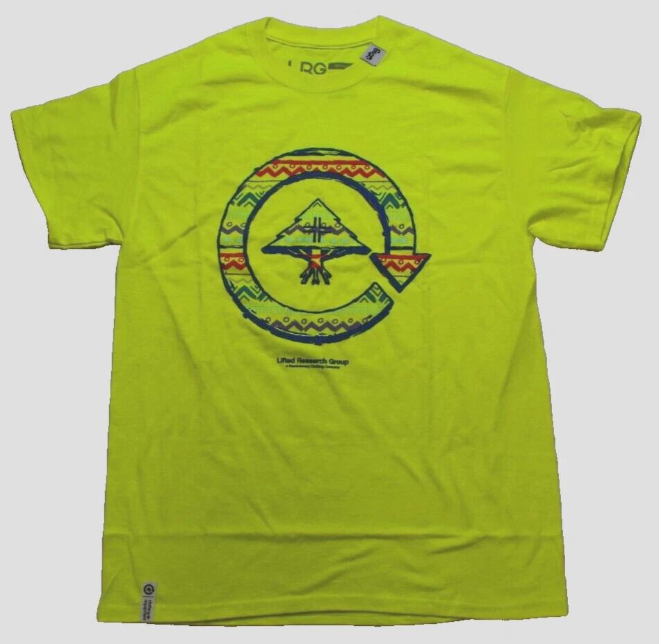 Lifted Research Group Men s LRG Cosmic Cycle Neon Green Shirt NWT Small S