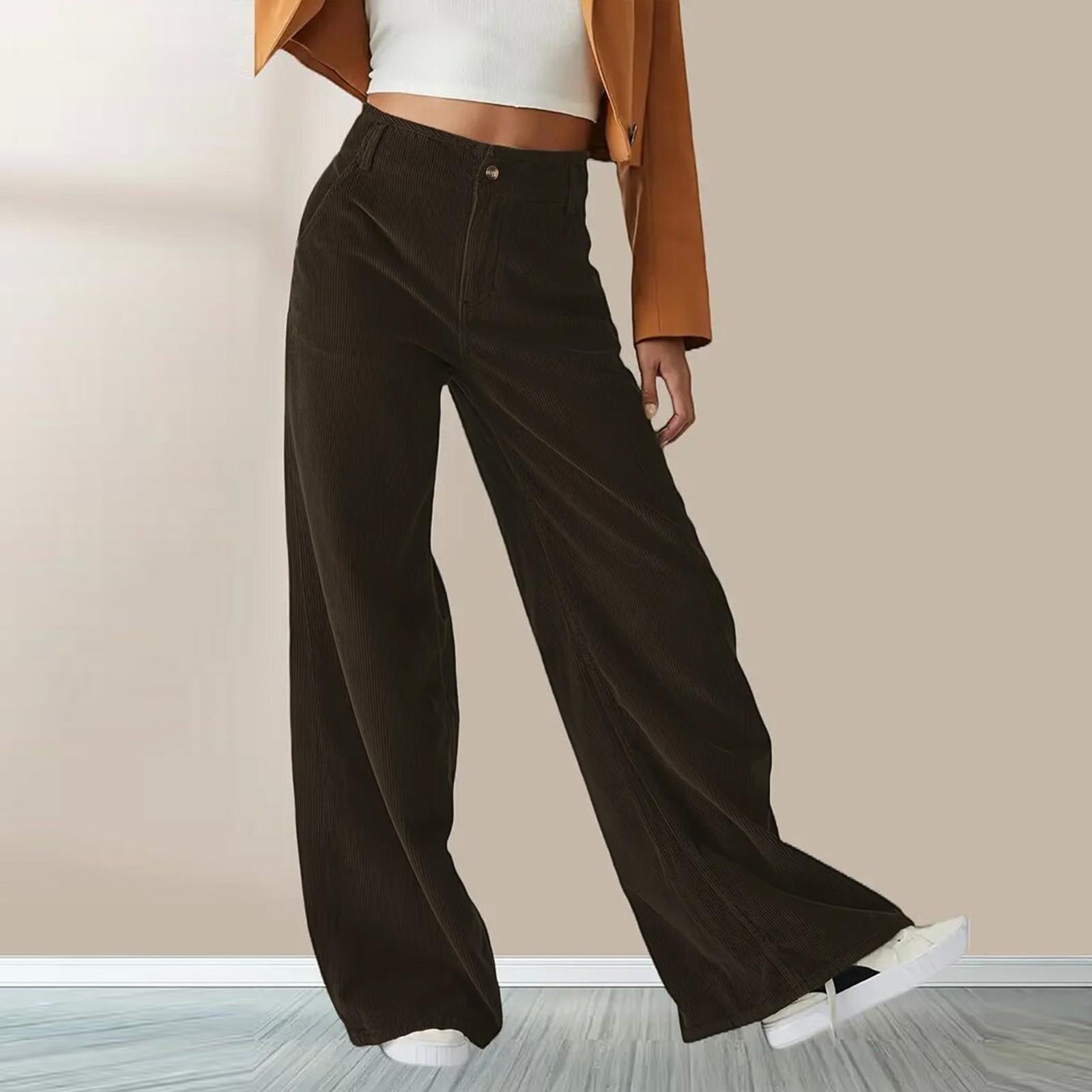 

Женские модные свободные и свисающие брюки с высокой талией, облегающие повседневные прямые брюки S кофейный