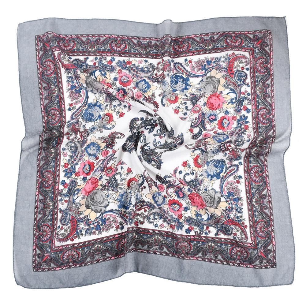 70*70cm Women Russian Floral Print Square Bandana Handkerchief Headband Scarves
