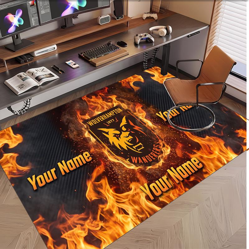 Personalized Crystal Velvet Carpet Wolverhampton Wanderers Football Pattern Non Slip Floor Rug