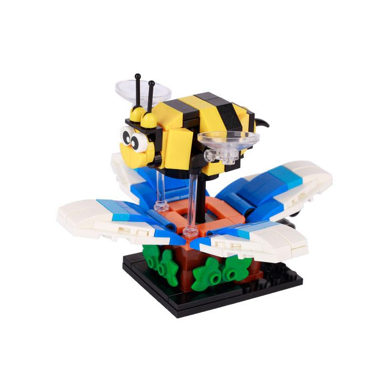 MOC Puzzle Zvířecí Stavební Kostky Včela Tygr Lev Žirafa Žába Krokodýli Liška Pták Divoké Prase Hmyz Mini DIY Cihlová Hračka Dárek F029