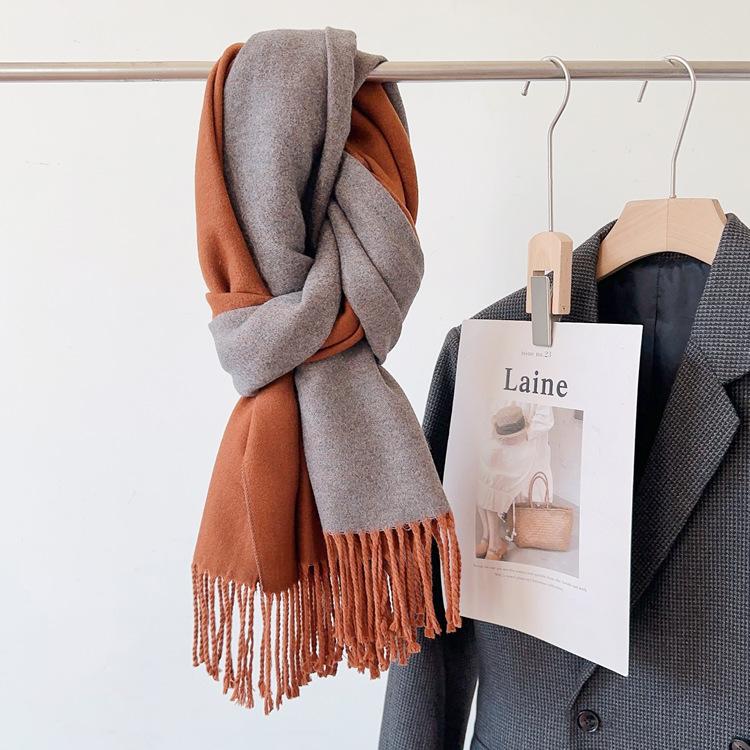 

52 цвета 2024 осень и зима толстый и удлиненный однотонный кашемировый шарф многофункциональный двухсторонний шарф шаль для мужчин и женщин 200*65CM