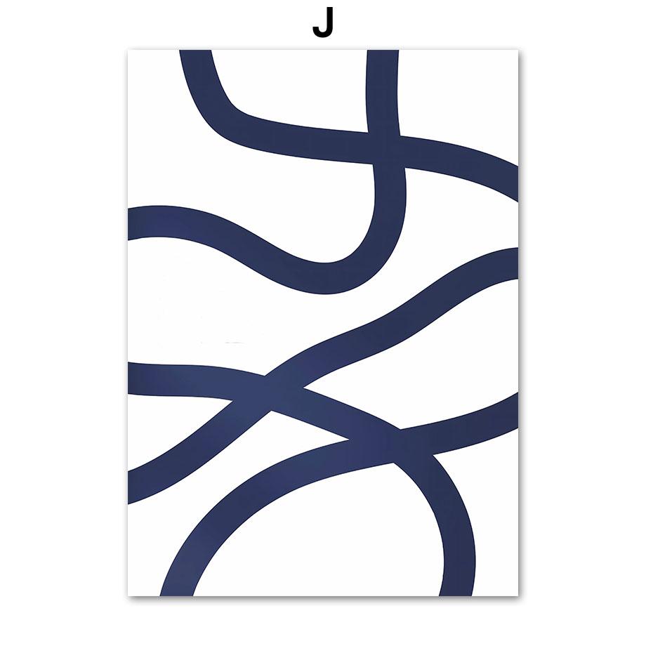 Boho Abstrakte Marineblaue Sonne Geometrische Linien Blatt Pflanzen Nordic Poster Wand Kunstdrucke Leinwand Malerei Wohnzimmer Wohnkultur