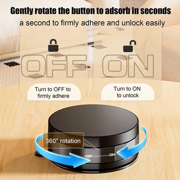 Black Magnetic Car Phone Holder with Rotating Vacuum Suction Cup - Made of PS and Silicone, 1 Piece Other