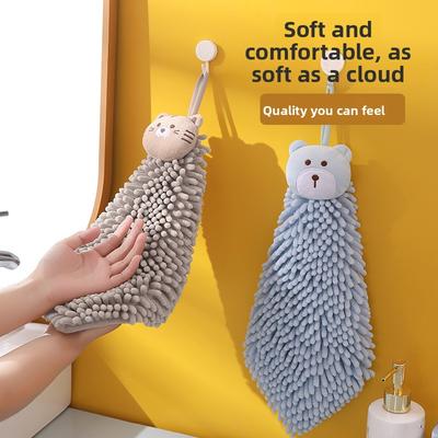 Chenier Hand Towels, Cartoon Animal Handball Towels, Home Kitchen Children's Embroidered Hanging Absorbent Towels