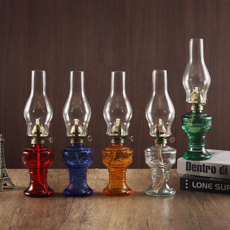 Vintage Glass Kerosene Camping Lantern - Everburning Decorative Atmosphere Lamp.