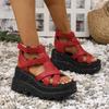 Women Sandals Summer Leather Platform Female Sandals Gladiator High Heels Sandals Women Chunky Outdoor Wedges Woman Shoe