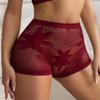 Women's Hollow Sheer Boxer Briefs Seamless Star Pattern Boyshorts Underwear High Waisted Stretch Full Coverage Panties