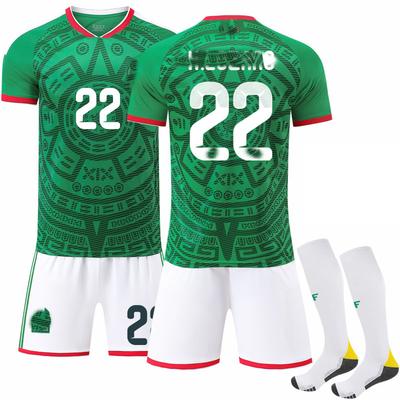 Teens Kids Adults Football Kits Sport Training Jersey Set with Socks 2026 FIFA World Cup Mexico Home #22 Lozano
