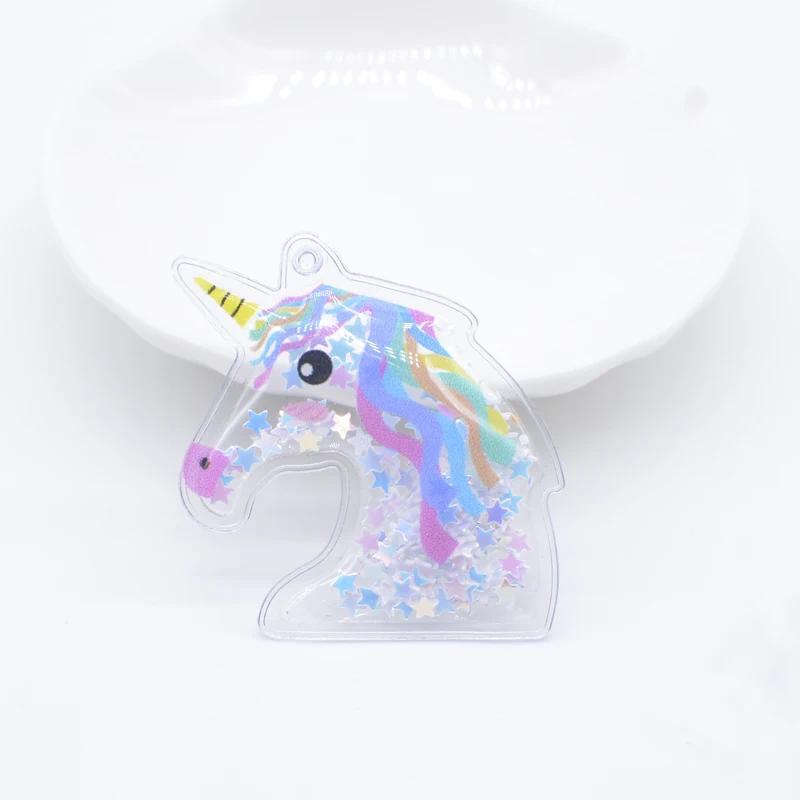 12Pcs 38*38mm Printed Colorful Unicorn Sequins Appliques for DIY Headwear Clips Bow Pendant Decor Accessories Clothes Patches