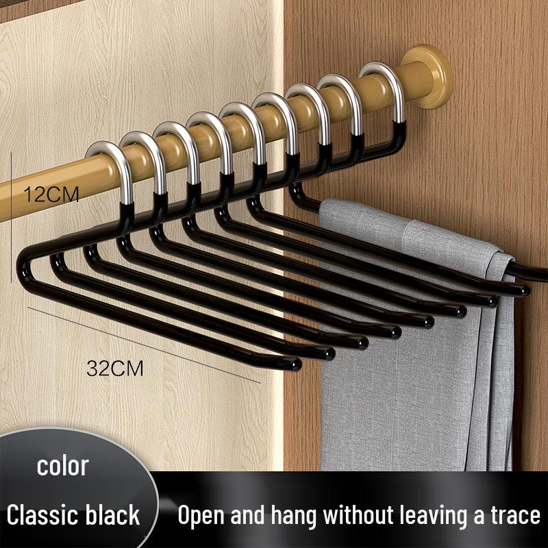 

Набор из 10 вешалок для брюк из нержавеющей стали с гусиной шеей: Без следов, Z-образные и S-образные с зажимами.