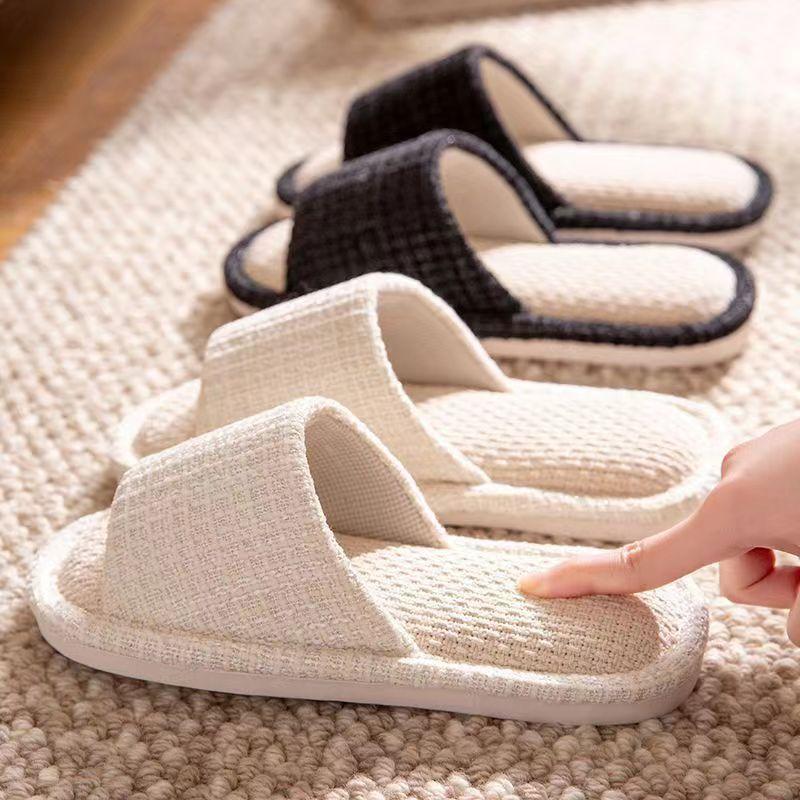 Home Indoor Spring and Autumn Household Guests Couples Four Seasons Reception Anti-slip Slippers Cotton Linen Slippers Linen Slippers