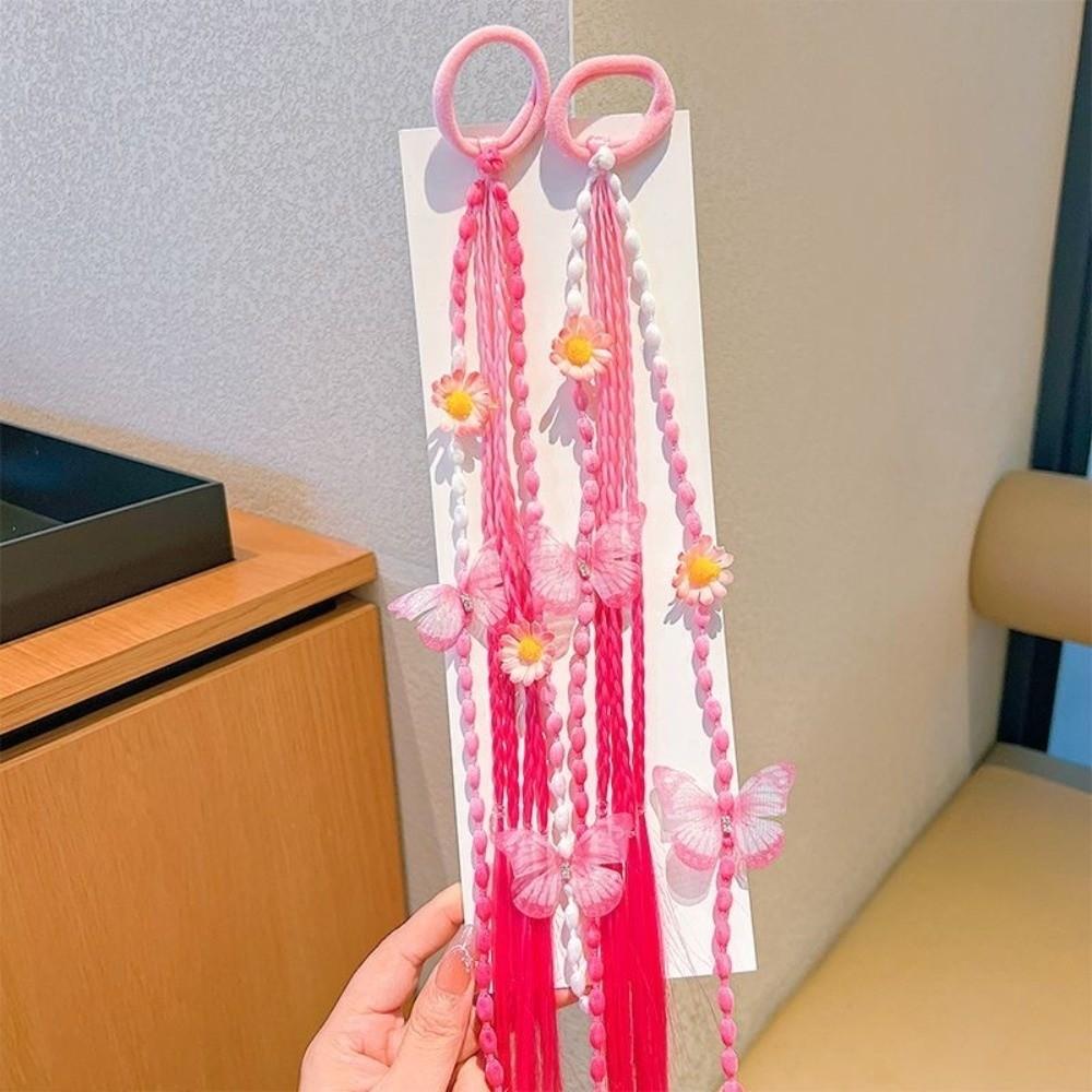 Adjustable Colorful Wigs Ponytail Rubber Band Elastic Hair Ornament Cute Braided Head Rope Daily