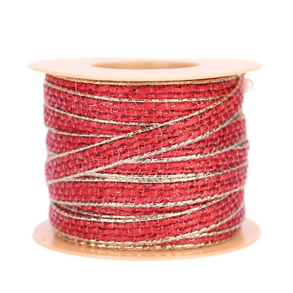 

10M/Roll Retro Linen Ribbon Shining DIY Craft Gift Wrapping Ribbon Coarse Texture Eco-Friendly Wedding Decor Webbing Bow Tie - красный