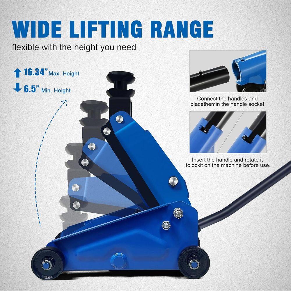 2.5 Ton Hydraulic Floor Jack with Heightening Gasket, 4.13-17 Lifting Range