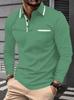 Men's New Cross-border Fashion Lapel Collage Button Men's Casual Sports Long Sleeved Polo Shirt
