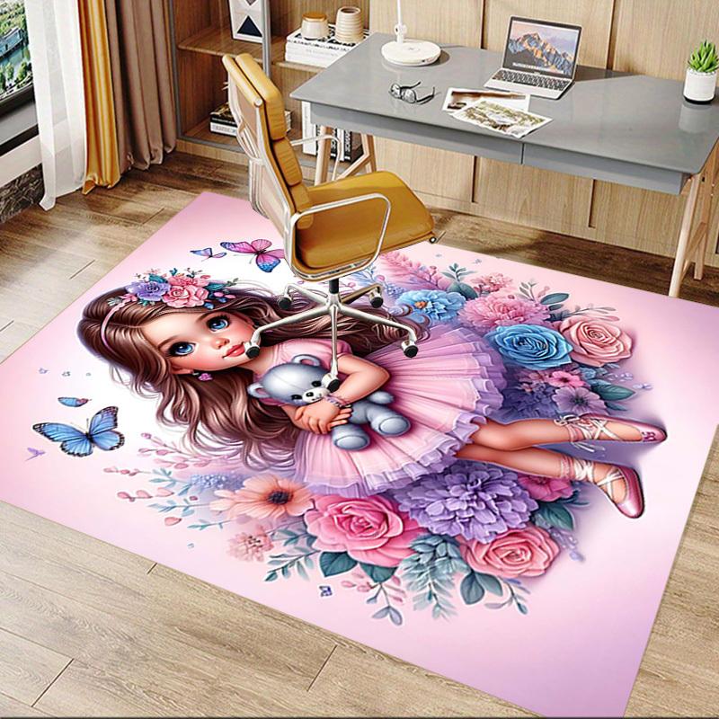 1PC Flower Butterfly Anti-slip carpet, suitable for Office, bedroomand playrooms. It can also be used as a sofa footrest cover-R26