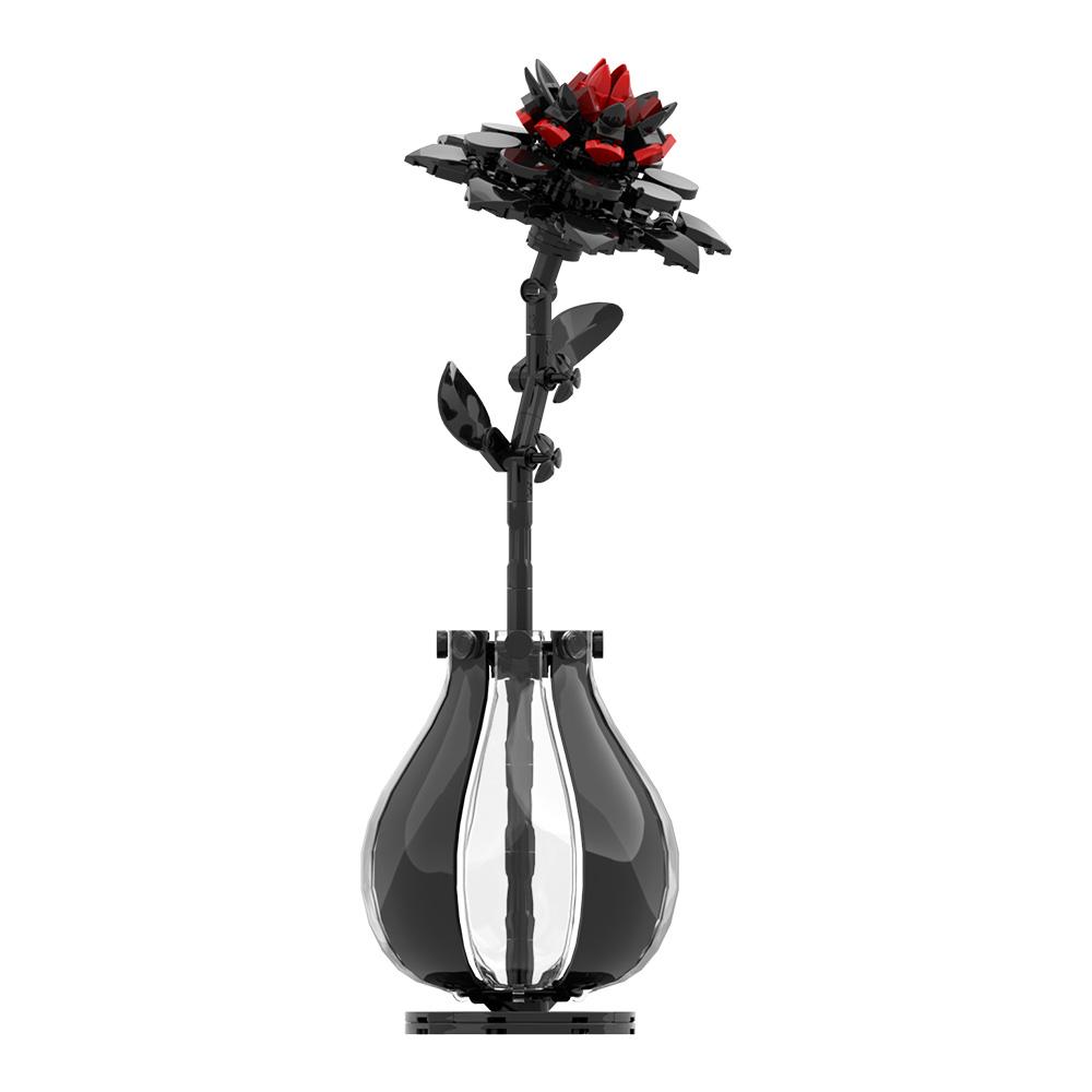 Gobricks MOC Dahlienblüten Steine Modell Gotische Lila Rote Pflanze Romantischer Blumenstrauß Bausteine Spielzeug Geschenk