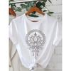European Size for Lotus Mandala and "Blossoming Heart" Print Short Sleeve Crew Neck Casual T-Shirt