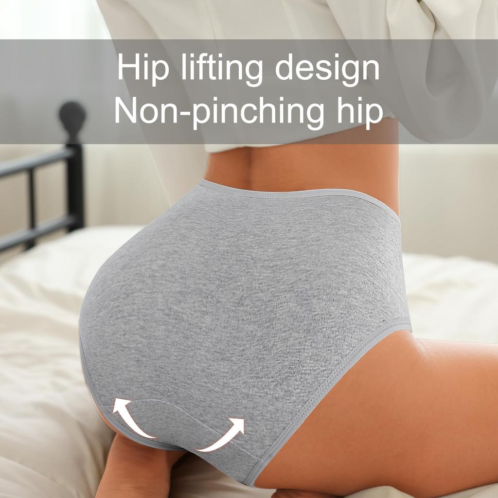 4pcs/pack Women's Cotton Underwear High Waisted Full Coverage Ladies Panties Postpartum Underwear (Regular & Plus Size)