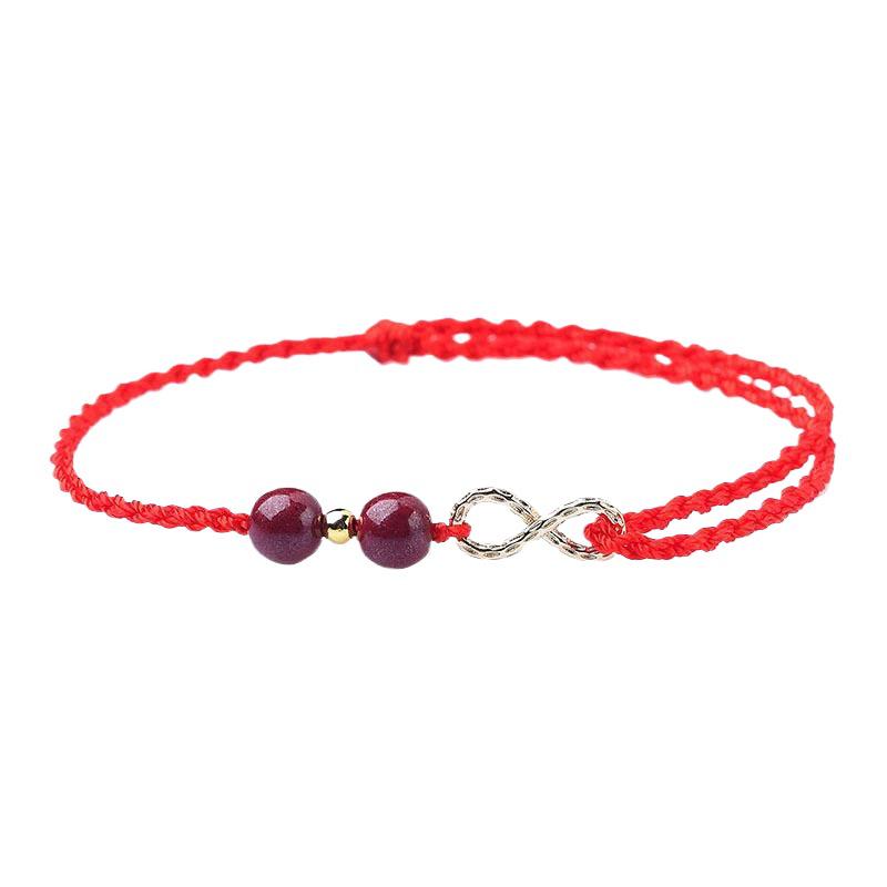 Benmingnian Cinnabar Red String Bracelet & Infinite Richness Anklet Set for Women