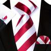 Red Striped Paisley Solid Floral Wedding 8CM Tie For Men Design Mens Necktie Hanky Cufflink Set For Daily Wear Business Party