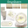 Vibrant Gold Polka Dot Stamping Happy Birthday Party Decor Supplies Disposable Tableware Set