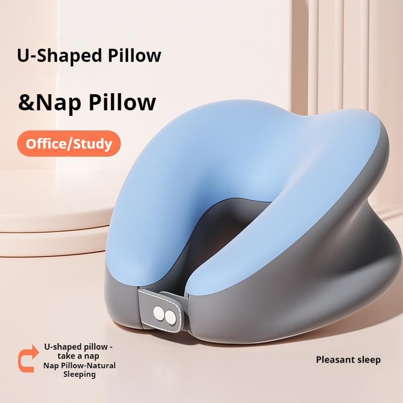 Подушка для сна с эффектом памяти в форме сердца для студентов, офисная подушка U-образной формы для поддержки шеи, для быстрого сна, помощь во сне 50x30cm синий