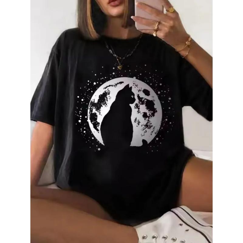 Stylish Loose Top Comfortable Simple Short Sleeve Versatile T-Shirts Women’s XS