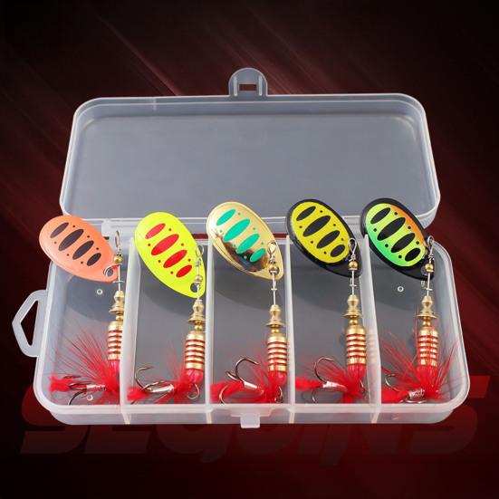 10Pcs 7.5CM/3G Spinner Blade Lure with Hook Feather Hard Metal Spinnerbait Rotating Sequin Lure Saltwater Freshwater Walleye Bass Fishing Accessories