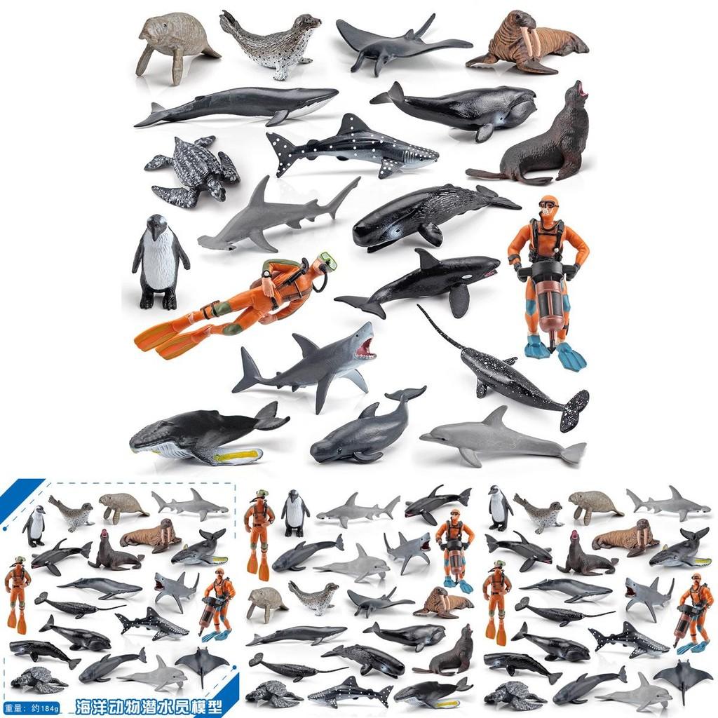 Realistic Pvc Orca Devil Fish Sea Lion Penguin Dolphin Ocean Animal Diver Model Set