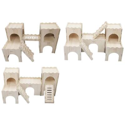 Wood Playgrounds Platform Detachable Small Animals Cage Accessories for Small Animals
