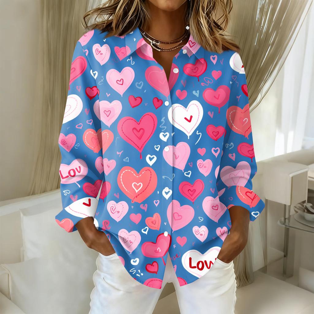 Women's Buttoned Long Sleeved Casual Regular Shirt With Collar Top