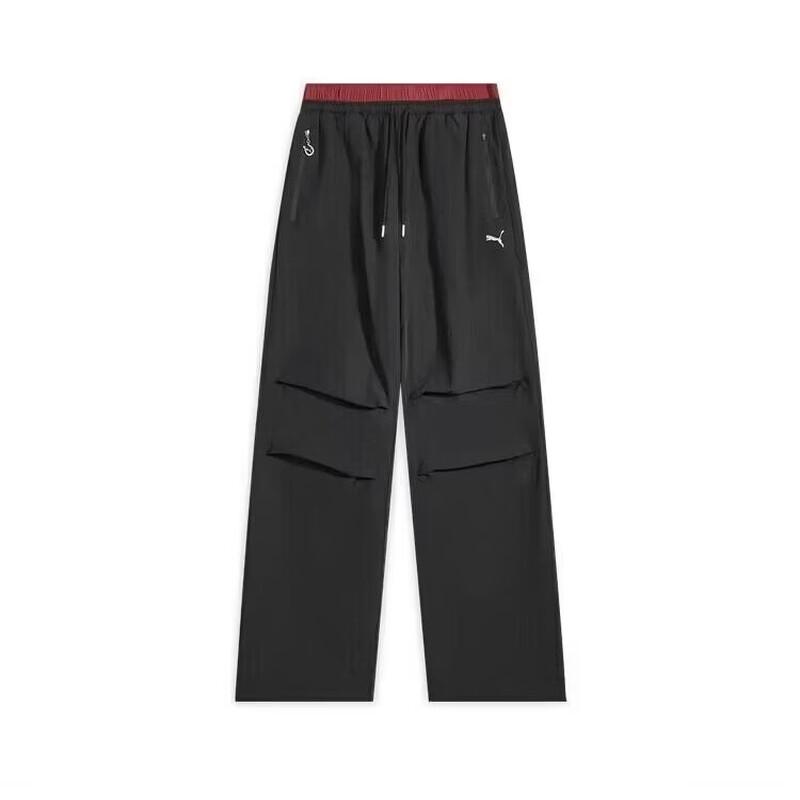 Женские прямые флисовые спортивные штаны PUMA L чёрный