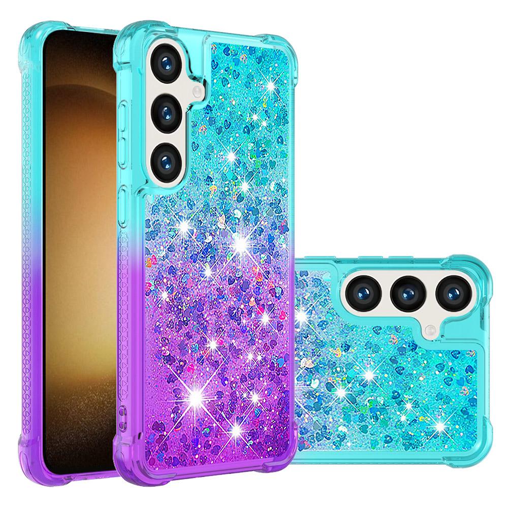 

For Samsung Galaxy S24+/Galaxy S25+ TPU Case Gradient Quicksand Phone Back Cover Sky Blue+Purple