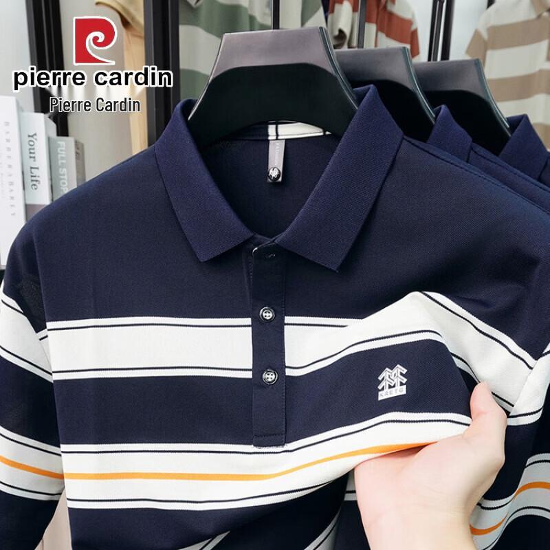 

Pierre Cardin Men s Striped Ice Silk Polo T-Shirt L