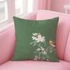 Chinese Style Simple Bird Flowers Cushion Cover Linen Pillowcase Cover Soft Decor for Sofa Home Room
