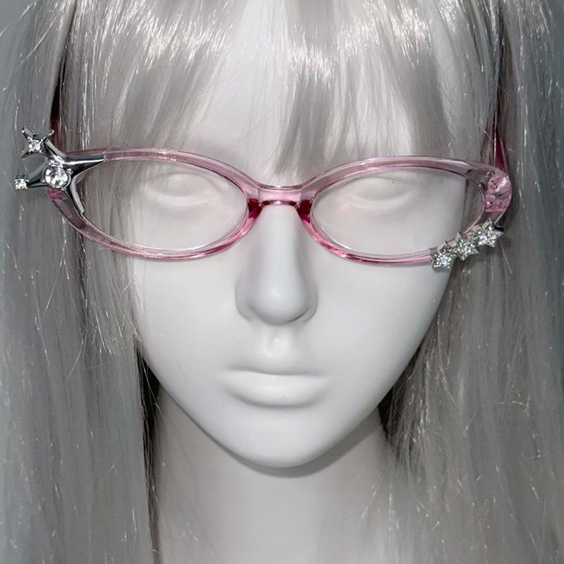 1/2Pcs Harajuku Japanese Charm Girl Hello Kitty Glasses Pink Shiny Bow Retro Y2K Hello Kitty Decorative Glasses Birthday Gift