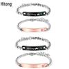 Crown Heart Zirconia Engravable Titanium Steel Couple Bracelet - Valentine's Day Gift