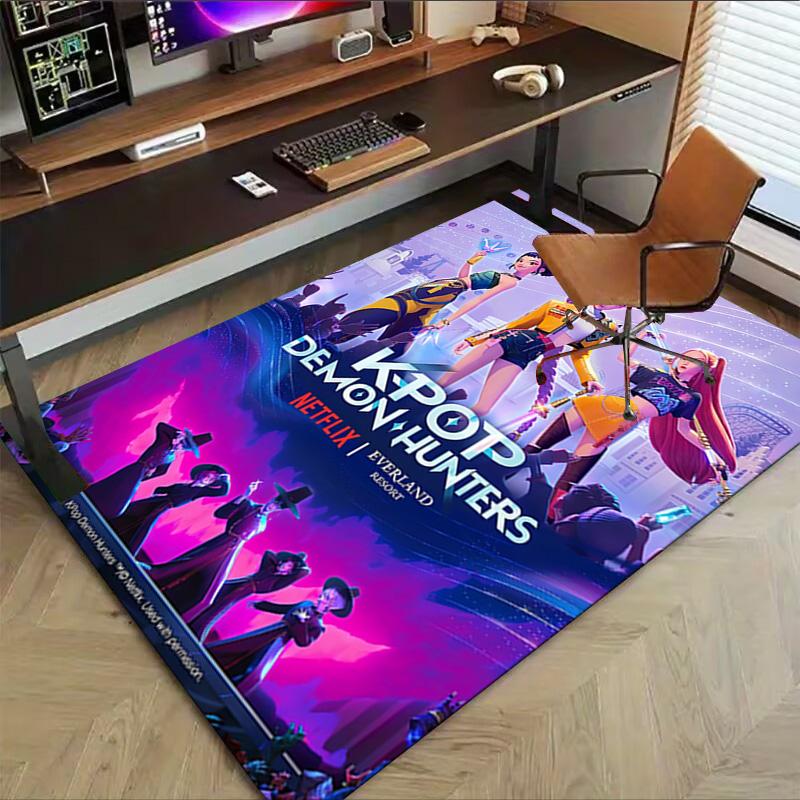 Kpop Demon Hunters Carpet For Playroom Bedroom Living Room Sofa Home Decorkids Game Area Rug Nonslip Floor Mat