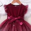 Girls' Fashionable Star-Print Dress: Sweet Summer Tulle Princess Dress for Kids