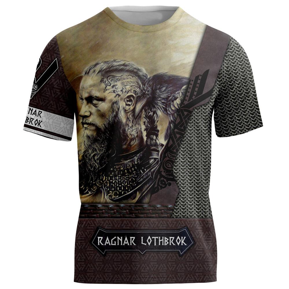 Neuestes Viking 3D-gedrucktes Harajuku Herren-T-Shirt Sommermode Outdoor-Straßenkleidung O-Ausschnitt Großes kurzärmliges Sportoberteil