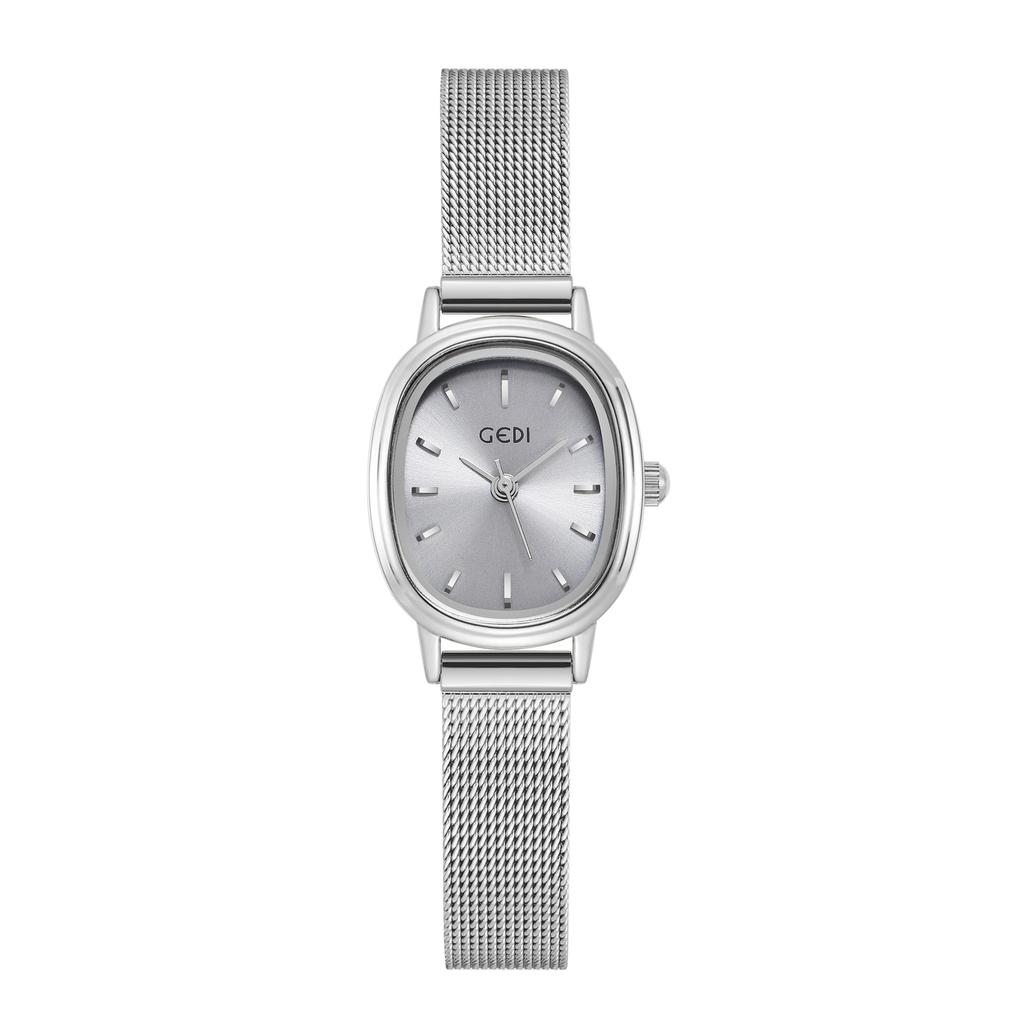 Oval Design Mesh Chain Women's Watch Small Green Watch Simple Temperament Commuter Quartz Watch for Women
