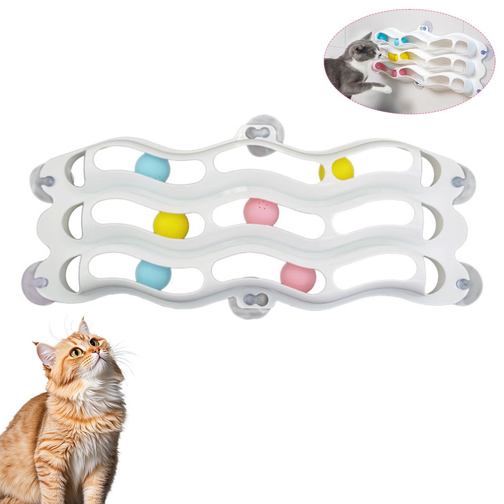 Pet Three-Tier Cat Suction Cup Window Sill Track Toy Ball Cat  Exercise Brain-Teasing Toy Wall-Mounted Self-Entertaining Toy