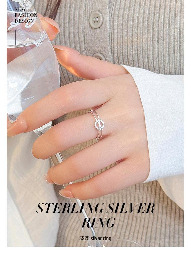 Adjustable S925 Silver Luxury Full Diamond Cross Ring for Women’s Index Finger