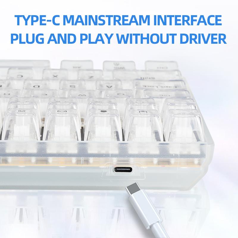 

Y-FRUITFUL K10 Mechanical Gaming Keyboard 100 Keys Type-C Wired Clear Keyboard with RGB Light As Shown A