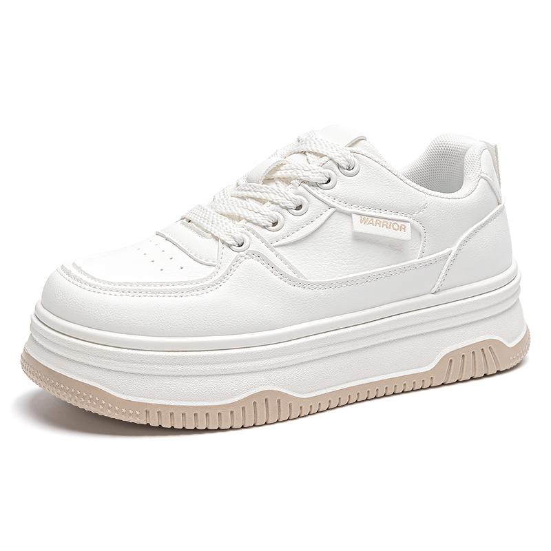 Warrior Classic White Sneakers Casual Fashion Versatile Height Increasing Wear Resistant Non Slip Low Top Skate Shoes Women Sneakers Khaki YF1706